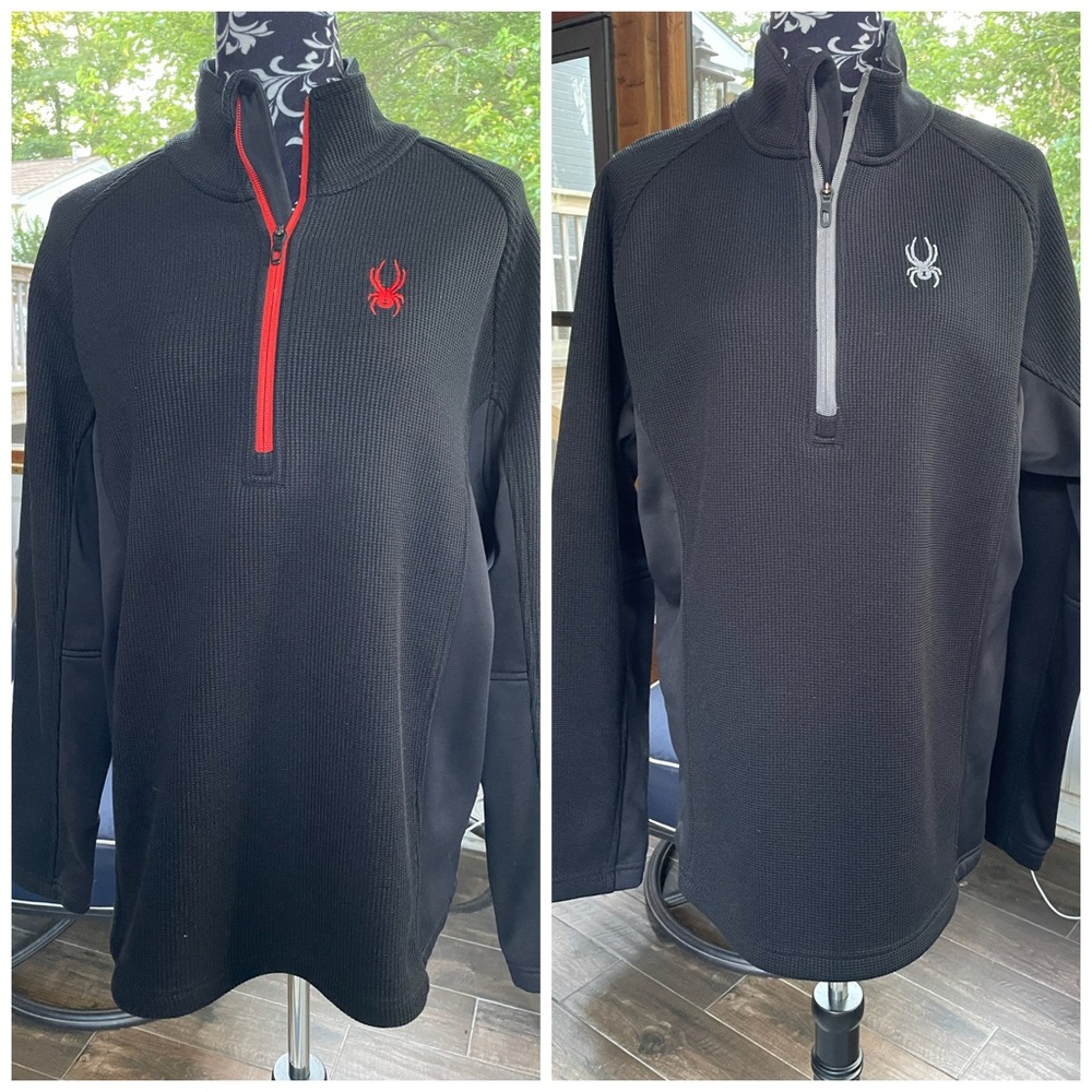 Spyder Black Performance Pullover choice of bright red/orange or grey detail